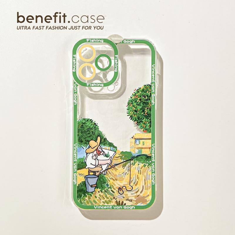 Accesorii Creative Pentru Telefoane Mobile | Beneficiu: Carcasă De Telefon Pentru Iphone 15, 13, 14 Pro Max, 12, 11, Xs Max, 8 Plus, 7 Mini – Pictură În Ulei Verde Cu Peisaj De Pescuit În Stil Van Gogh, Protecție Din Silicon Transparent Pentru Femei. Accesorii Creative Pentru Telefoane Mobile Accesorii Creative Pentru Telefoane Mobile