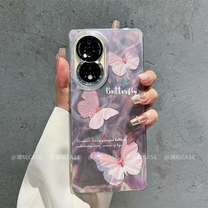 Accesorii Creative Pentru Telefoane Mobile | Carcasă Elegantă De Telefon Violetă Cu Fluturi Pentru Honor 80/90 Pro, Carcasă Premium Cu Gradient Auroral Din Material Ușor Pentru 100/200 Pro, Husă De Protecție Antișoc Pentru Femei Pentru 60/70 Pro. Accesorii Creative Pentru Telefoane Mobile Accesorii Creative Pentru Telefoane Mobile