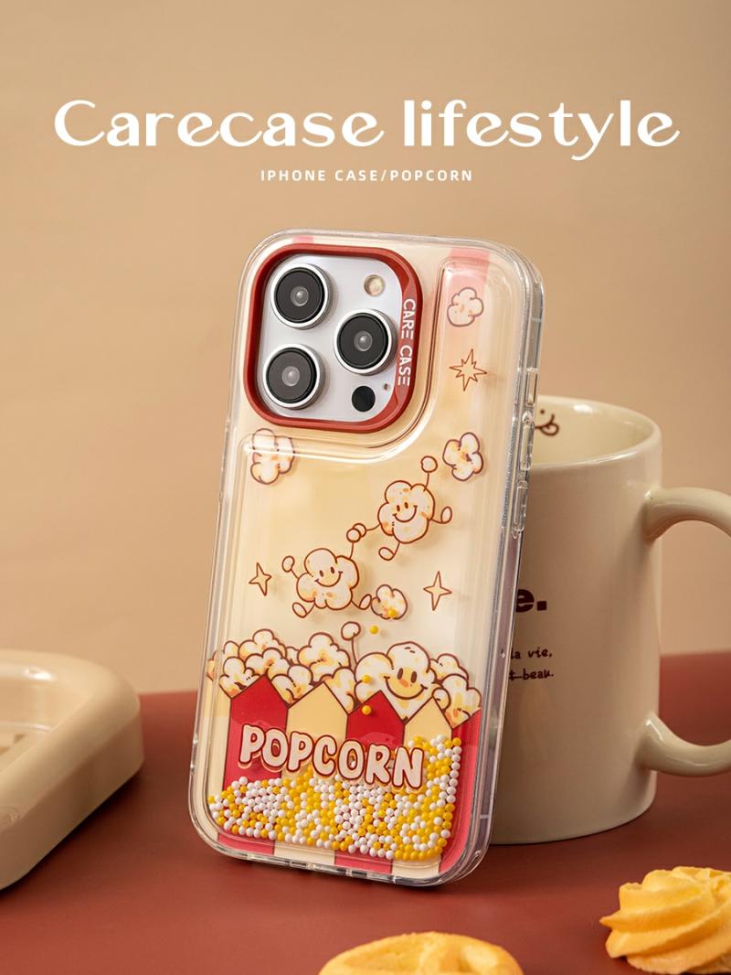 Accesorii Creative Pentru Telefoane Mobile | Carecase Husă Pentru Telefon Cu Popcorn Și Bule, Design Creativ Și Personalizat, Ideal Pentru Relaxare Și Distracție, Stil Drăguț, Minimalist Și Original, Potrivită Pentru Iphone 15/13/14 Pro Max. Accesorii Creative Pentru Telefoane Mobile Accesorii Creative Pentru Telefoane Mobile