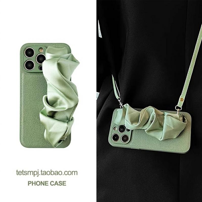 Accesorii Creative Pentru Telefoane Mobile | Eșarfă Verde Lunar Cu Curea Încrucișată, Potrivită Pentru Husa Telefonului Apple 15 Pro Max, Nouă Colecție De Vară Pentru Iphone 14 Pro, Modă Feminină, Creativă Pentru 13, Husă Completă Pentru 12, 11 Fără Amprente, Husă De Protecție Pentru 15 Pro. Accesorii Creative Pentru Telefoane Mobile Accesorii Creative Pentru Telefoane Mobile