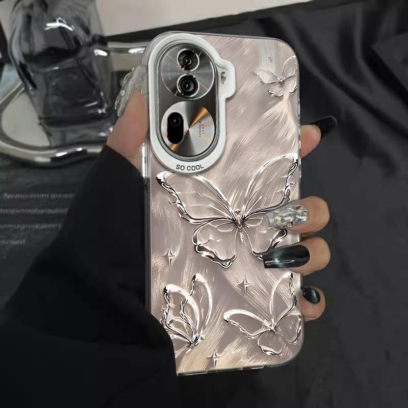 Accesorii Creative Pentru Telefoane Mobile | Husa Pentru Telefon Oppo Reno 11 Cu Design Elegant, Compatibilă Cu Modelele Reno 10, Reno 8, Reno 7, Reno 6 Și Pro+. Husa De Protecție Cu Efect De Fluture Strălucitor Și Culori Vibrante, Ideală Pentru Prietene, Oferind O Protecție Excelentă Împotriva Căderilor. Accesorii Creative Pentru Telefoane Mobile Accesorii Creative Pentru Telefoane Mobile