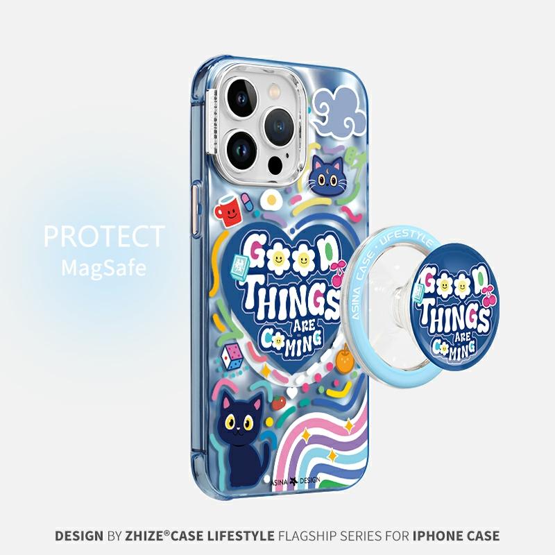 Accesorii Creative Pentru Telefoane Mobile | Husa Pentru Telefonul Apple 15 Pro Max Cu Pisica De Graffiti Albastră, Suport Magnetic Original Pentru Iphone 14 Pro, Protecție Anti-Șoc Pentru Apple 14 Pro Max, Populară Pe Instagram, Drăguță Pentru Iphone 12 Pro. Accesorii Creative Pentru Telefoane Mobile Accesorii Creative Pentru Telefoane Mobile