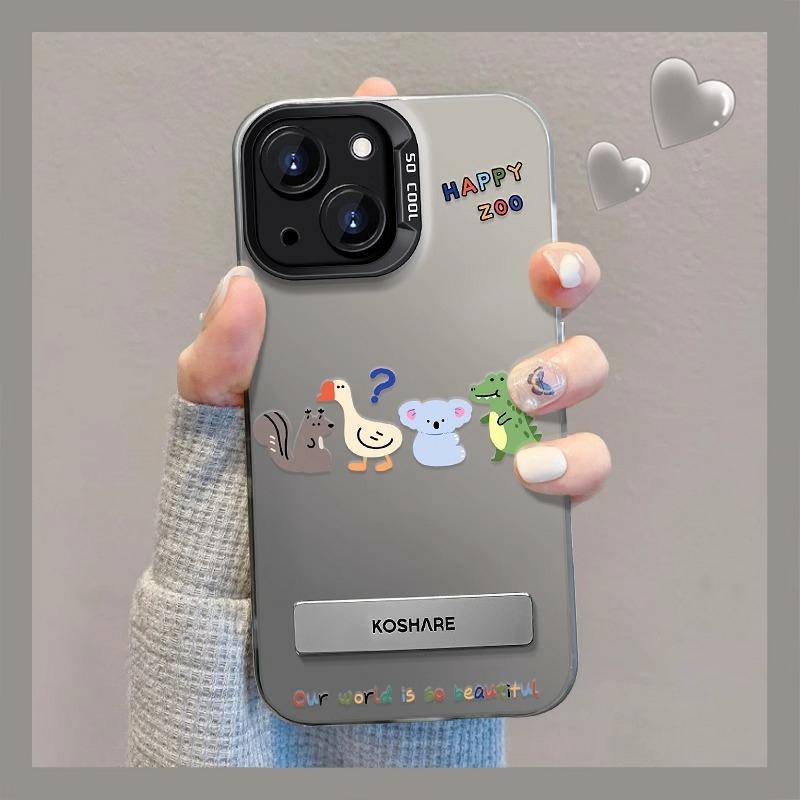 Accesorii Creative Pentru Telefoane Mobile | Husă Pentru Iphone 15 Pro Max Cu Suport Invizibil Pentru Animale Drăguțe, Design Colorat Pentru Iphone 14 Pro, Stil Cartoon De Lux Pentru Femei, Husă Din Silicon Pentru Iphone 12, 11, 13 Pm, Xs Max, Protecție Împotriva Căderilor. Accesorii Creative Pentru Telefoane Mobile Accesorii Creative Pentru Telefoane Mobile