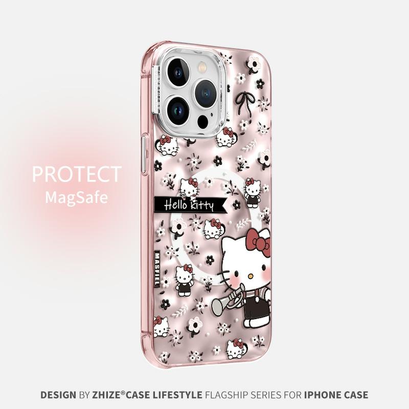 Accesorii Creative Pentru Telefoane Mobile | Husă Pentru Telefonul Apple 14 Pro Cu Design Kitty În Mijlocul Florilor, Husă Drăguță Cu Textură De Valuri Pentru Iphone 13, Husă Electroplacată Pentru 15 Pro Max, Husă Completă Anti-Șoc, Husă Personalizată Cu Un Sentiment Premium Pentru Iphone 12, Suport Magnetic Drăguț. Accesorii Creative Pentru Telefoane Mobile Accesorii Creative Pentru Telefoane Mobile