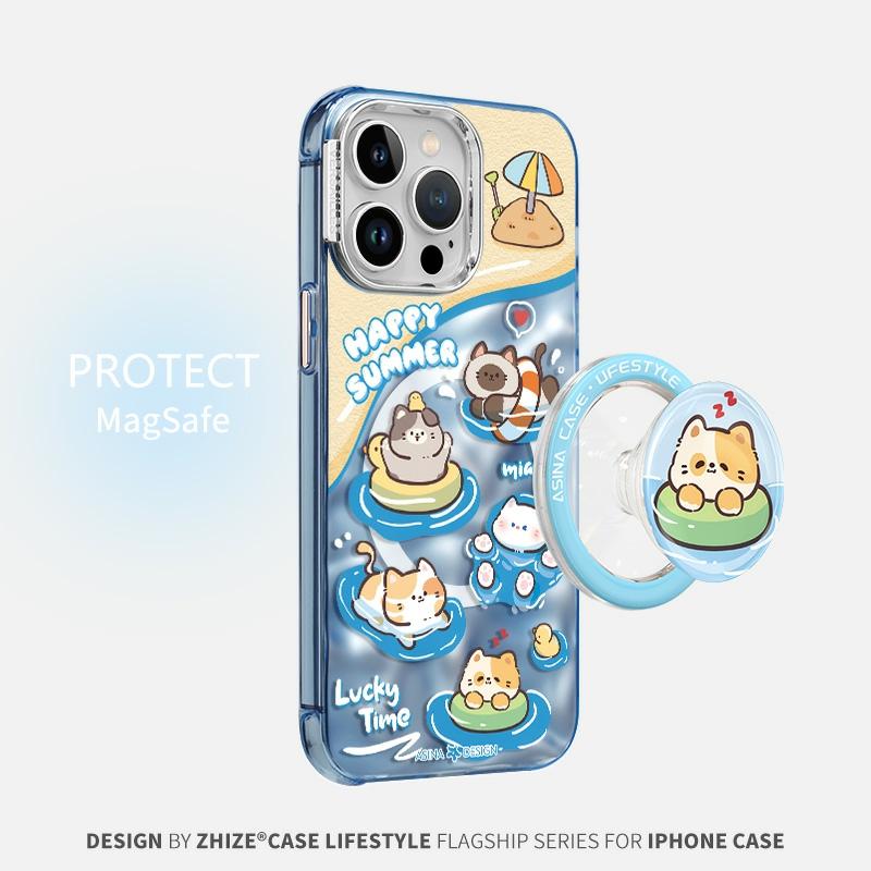 Accesorii Creative Pentru Telefoane Mobile | Husă Pentru Telefonul Apple 15 Pro Max Cu Pisicuțe Înotătoare, Husă Pentru Iphone 14 Cu Animale În Stil Cartoon, Pentru Iphone 13 Pro, Ideală Pentru Vară, Husă Magnetică Anti-Șoc Pentru Iphone 12, Husă Premium Pentru Iphone 14 Pro Max, Design Creativ Și Popular. Accesorii Creative Pentru Telefoane Mobile Accesorii Creative Pentru Telefoane Mobile