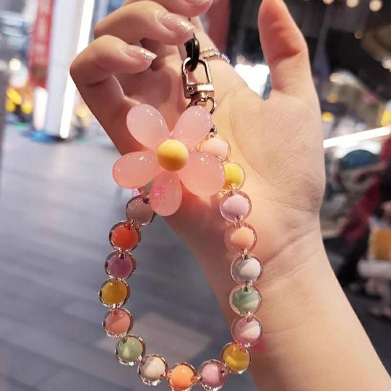 Accesorii Pentru Telefoane Mobile | Sfoară Pentru Telefon Scurtă Cu Brățară, Accesoriu Tip Ins, Pandantiv Cu Flori Din Cristale Colorate, Stil Japonez, Cu Mărgele Macaron, Lanț Universal. Accesorii Pentru Telefoane Mobile Accesorii Pentru Telefoane Mobile