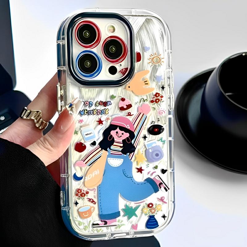 Carcasa Telefonului | Husa Pentru Telefonul Iphone 14 Pro Și Apple 15 Cu Design De Fetiță Drăguță În Stil Graffiti Coreean, Creativă Pentru Iphone 11, 12 Pro, 13 Pro Max, Cu Protecție Completă Împotriva Căderilor, Din Silicon, Cu Un Aspect Elegant Și Artistic. Carcasa Telefonului Carcasa Telefonului