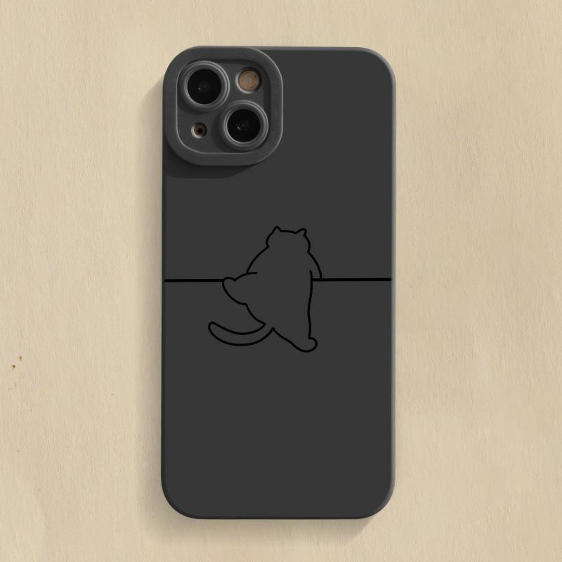 Carcasa Telefonului | Husă Pentru Iphone 15 Cu Design De Pisicuță, Compatibilă Cu Apple 14 Pro Max, 13, 12 Pro, 11, X, Xr, Xs Max, 8 Plus, 7P Și Mini – Stil Minimalist Și Creativ Pentru Cupluri. Carcasa Telefonului Carcasa Telefonului